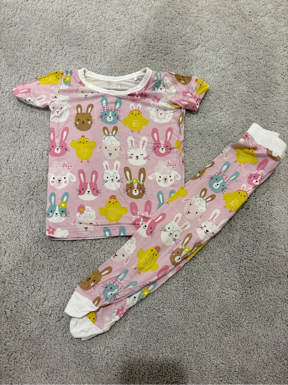 Little Sleepies Pink Bunny & Chick Print Pajama Set